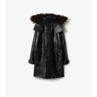 Abnehmbarer Lederparka mit Fransenbesatz