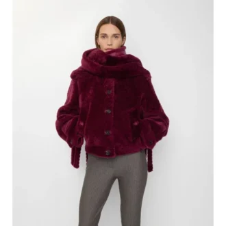 Abnehmbarer Schal Lammfelljacke