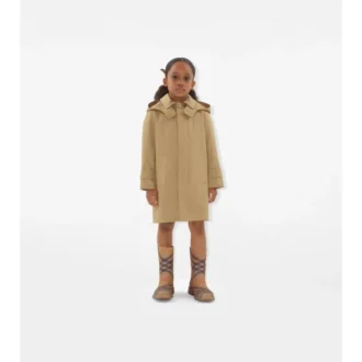 Baumwoll-Car Coat mit Kapuze