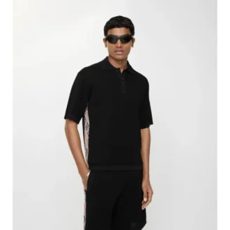Baumwoll-Poloshirt mit Karobordüre