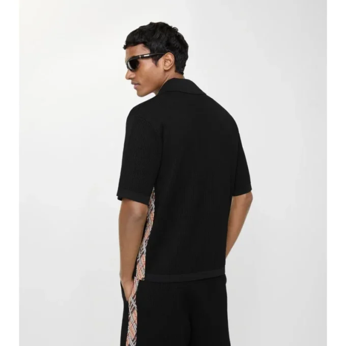 Baumwoll-Poloshirt mit Karobordüre