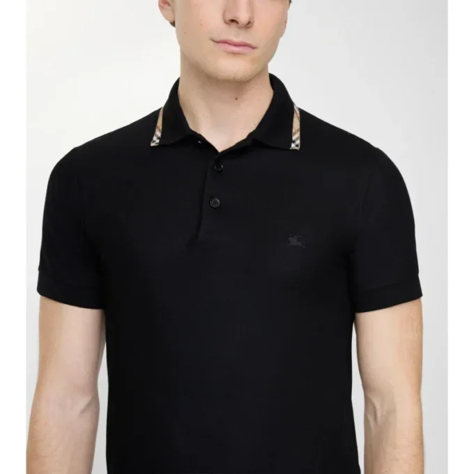 Baumwoll-Poloshirt mit Karobordüre