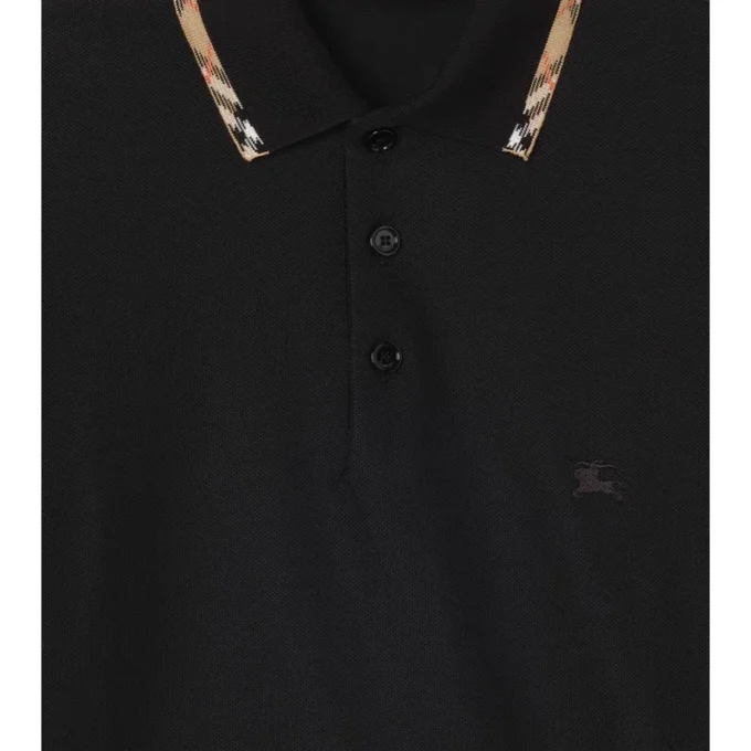 Baumwoll-Poloshirt mit Karobordüre