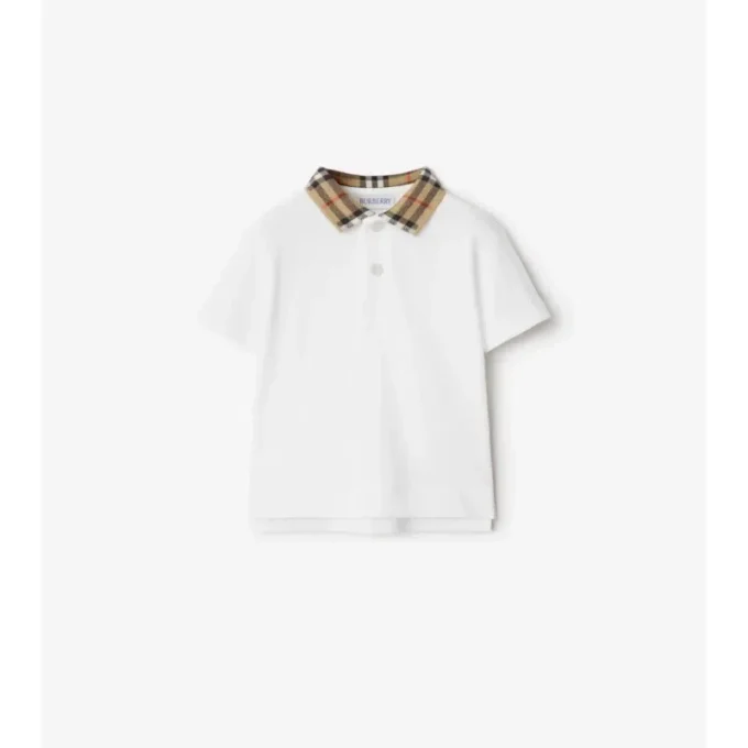 Baumwoll-Poloshirt mit Karokragen
