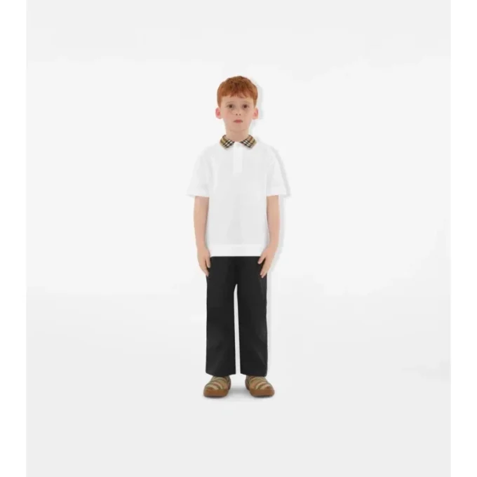Baumwoll-Poloshirt mit Karokragen