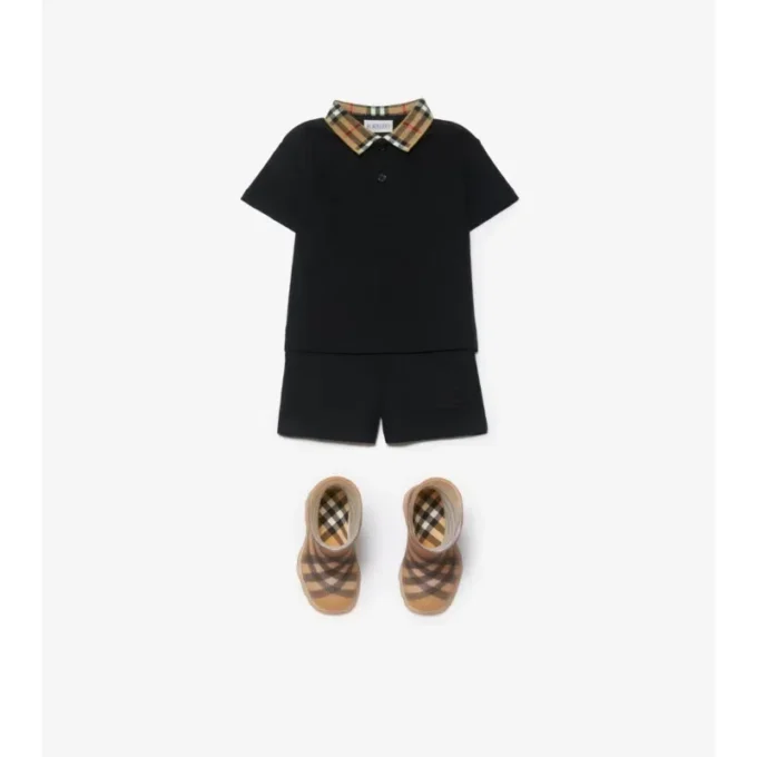 Baumwoll-Poloshirt mit Karokragen
