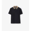 Baumwoll-Poloshirt mit Karomuster am Kragen