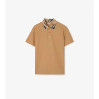 Baumwoll-Poloshirt mit Karomuster am Kragen
