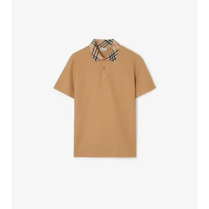 Baumwoll-Poloshirt mit Karomuster am Kragen