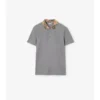 Baumwoll-Poloshirt mit Karomuster am Kragen