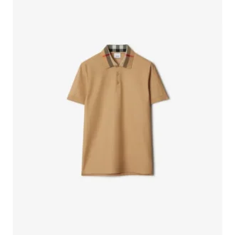 Baumwoll-Poloshirt mit Karomuster am Kragen