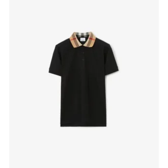 Baumwoll-Poloshirt mit Karomuster am Kragen