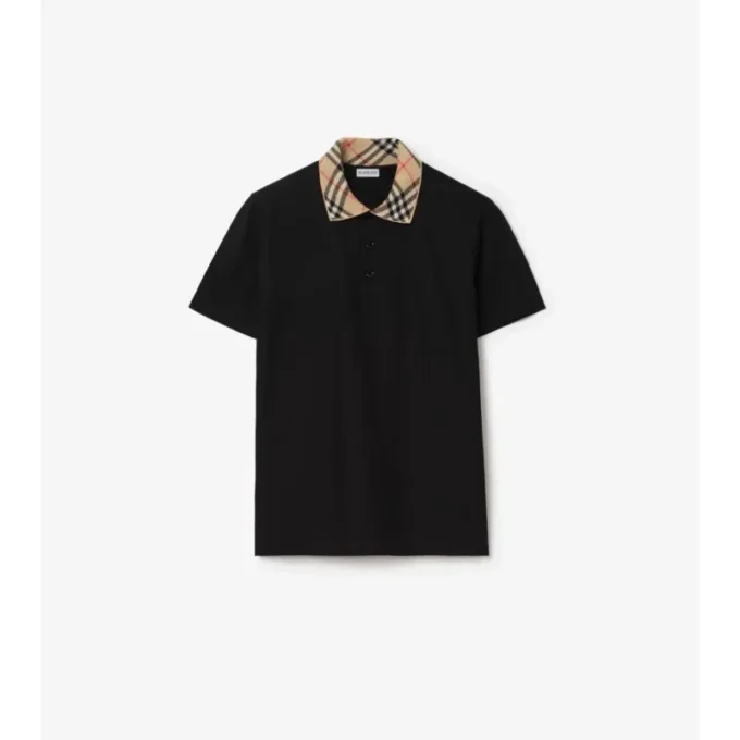 Baumwoll-Poloshirt mit Karomuster am Kragen