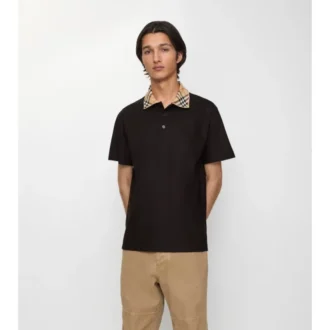 Baumwoll-Poloshirt mit Karomuster am Kragen
