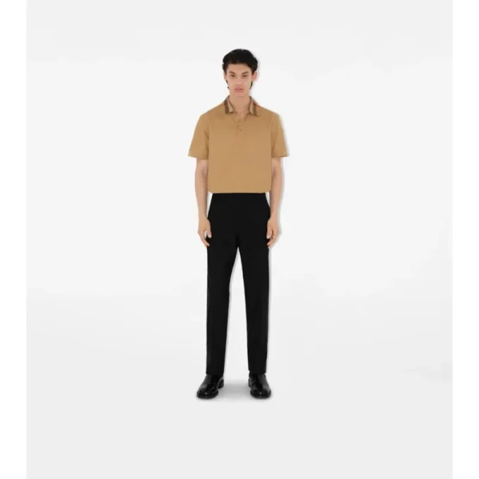 Baumwoll-Poloshirt mit Karomuster am Kragen