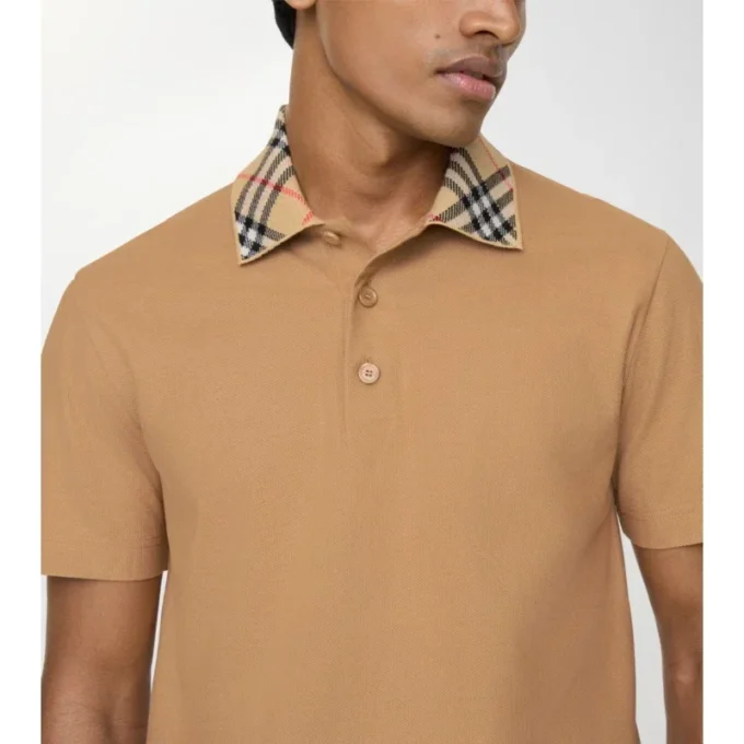 Baumwoll-Poloshirt mit Karomuster am Kragen