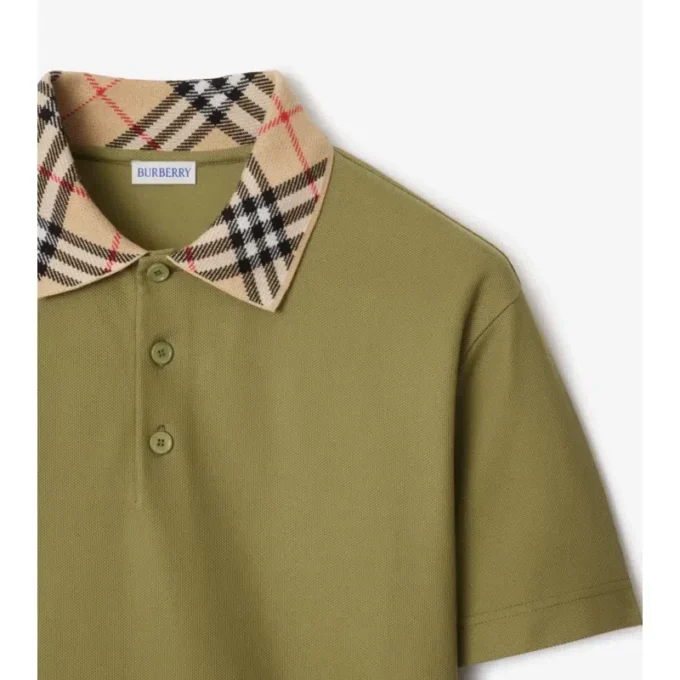 Baumwoll-Poloshirt mit Karomuster am Kragen