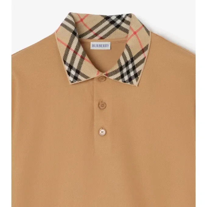 Baumwoll-Poloshirt mit Karomuster am Kragen
