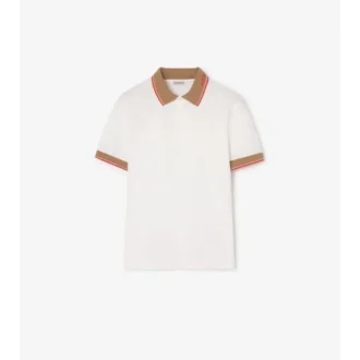 Baumwoll-Poloshirt mit Logo am Kragen