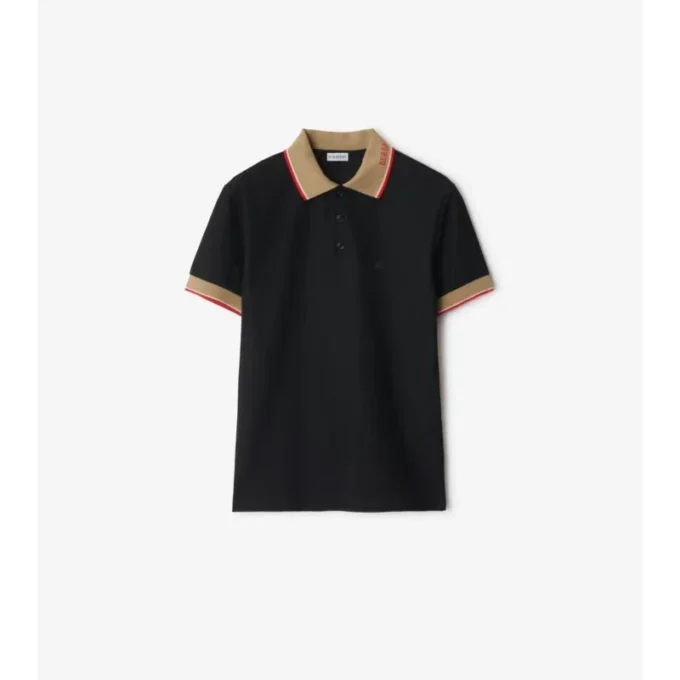 Baumwoll-Poloshirt mit Logo am Kragen