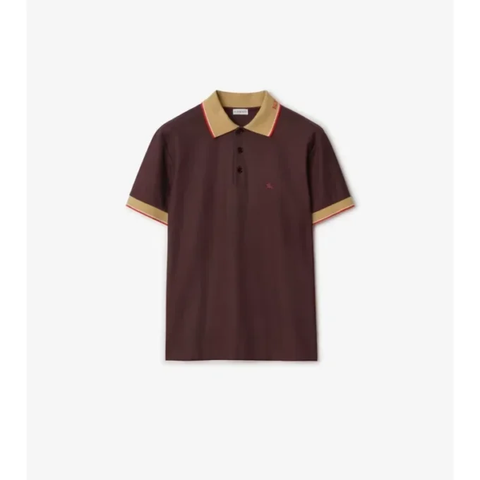 Baumwoll-Poloshirt mit Logo am Kragen