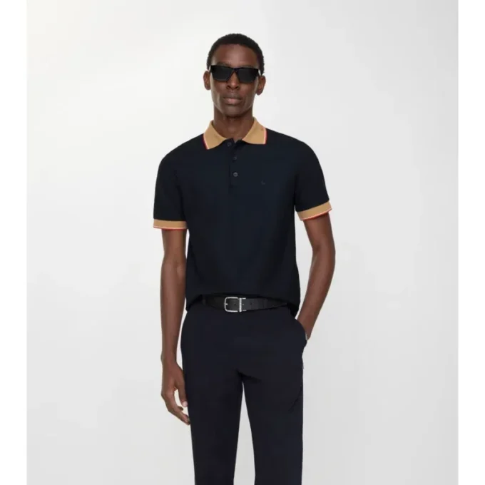 Baumwoll-Poloshirt mit Logo am Kragen