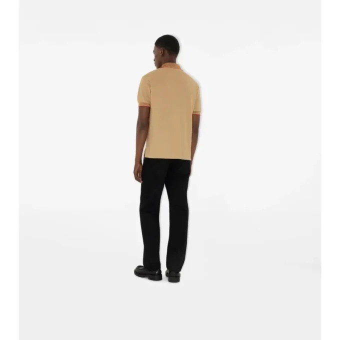 Baumwoll-Poloshirt mit Logo am Kragen
