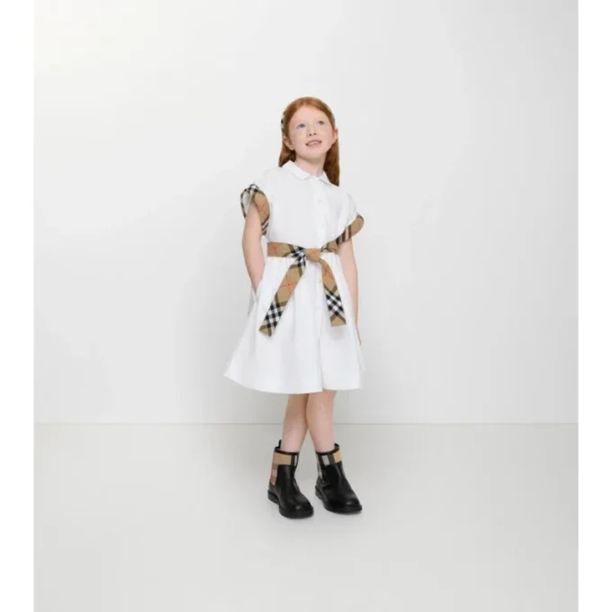 Baumwoll-Shirt-Kleid mit Karomuster