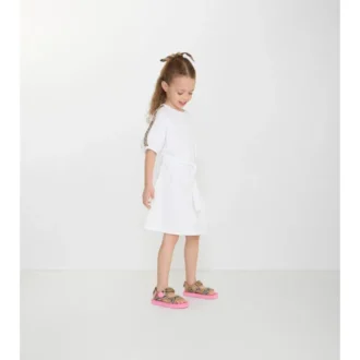 Baumwoll-T-Shirt-Kleid mit Karobordüre
