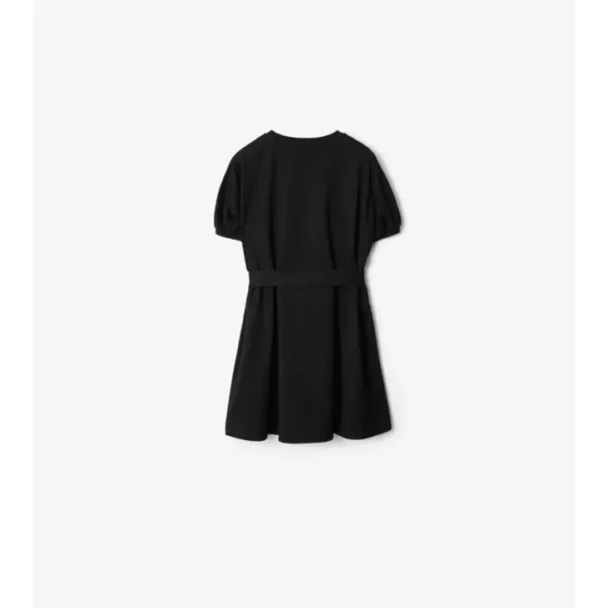 Baumwoll-T-Shirt-Kleid mit Karobordüre