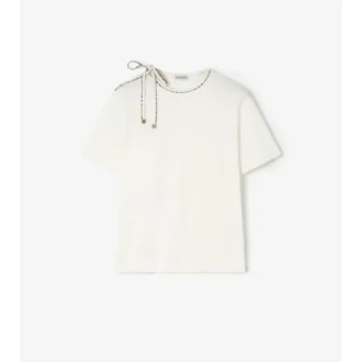 Baumwoll-T-Shirt mit gebundenen Ärmeln