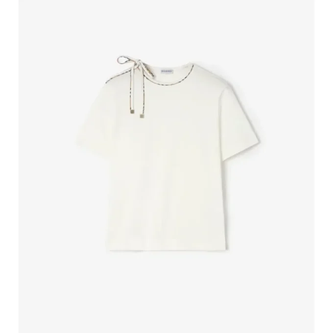 Baumwoll-T-Shirt mit gebundenen Ärmeln