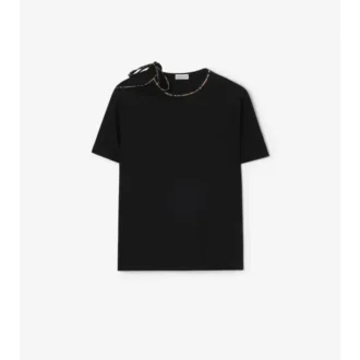 Baumwoll-T-Shirt mit gebundenen Ärmeln