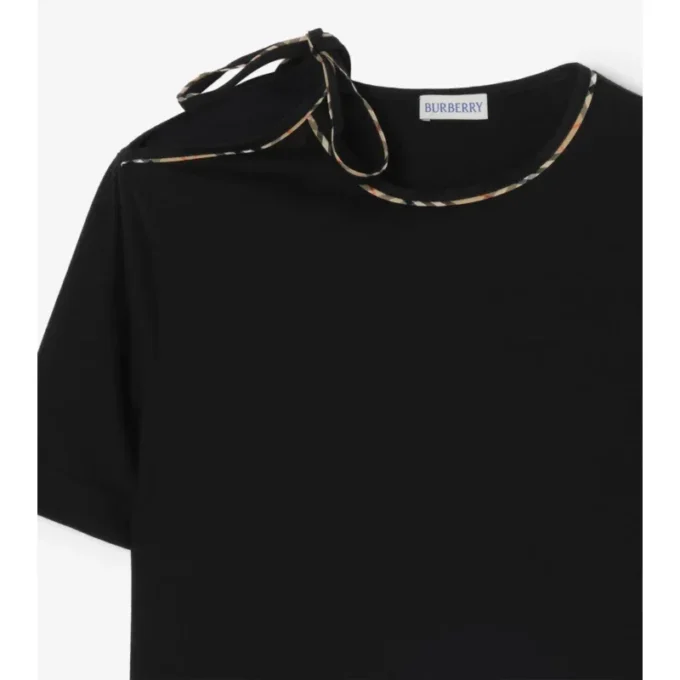 Baumwoll-T-Shirt mit gebundenen Ärmeln