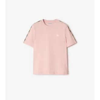 Baumwoll-T-Shirt mit Karobordüre