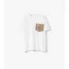 Baumwoll-T-Shirt mit Karomuster und aufgesetzter Tasche