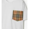 Baumwoll-T-Shirt mit Karomuster und aufgesetzter Tasche