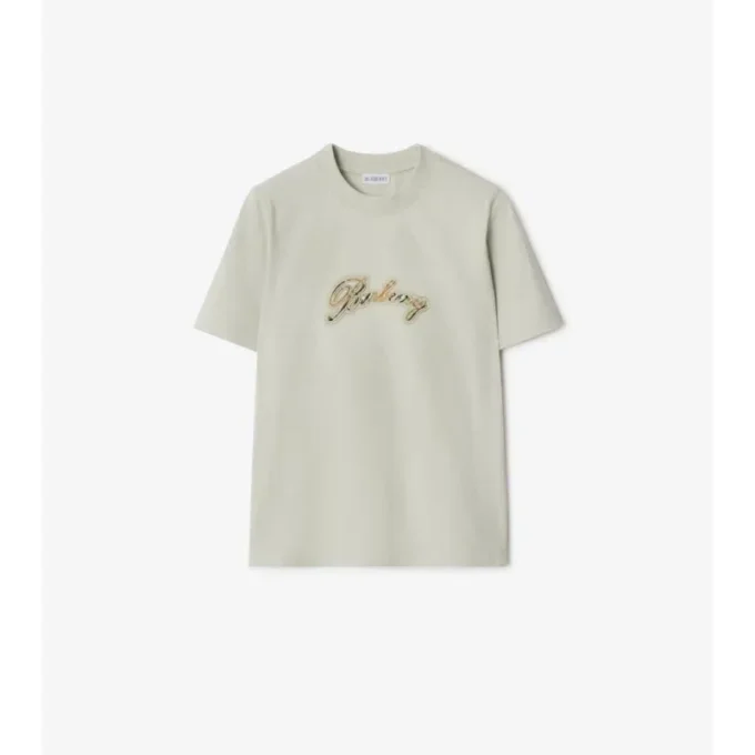 Baumwoll-T-Shirt mit kursivem Logo im Karomuster
