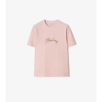 Baumwoll-T-Shirt mit kursivem Logo im Karomuster