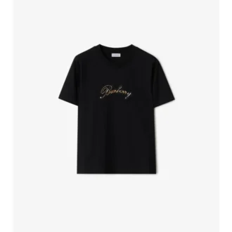 Baumwoll-T-Shirt mit kursivem Logo im Karomuster
