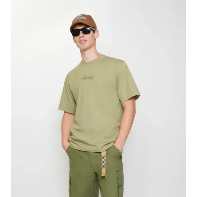 Baumwoll-T-Shirt mit kursivem Logo im Karomuster