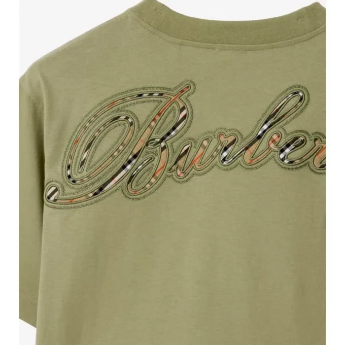 Baumwoll-T-Shirt mit kursivem Logo im Karomuster