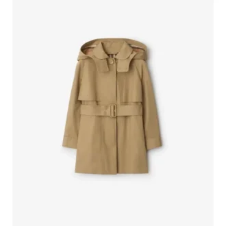 Baumwoll-Trench Coat mit Kapuze