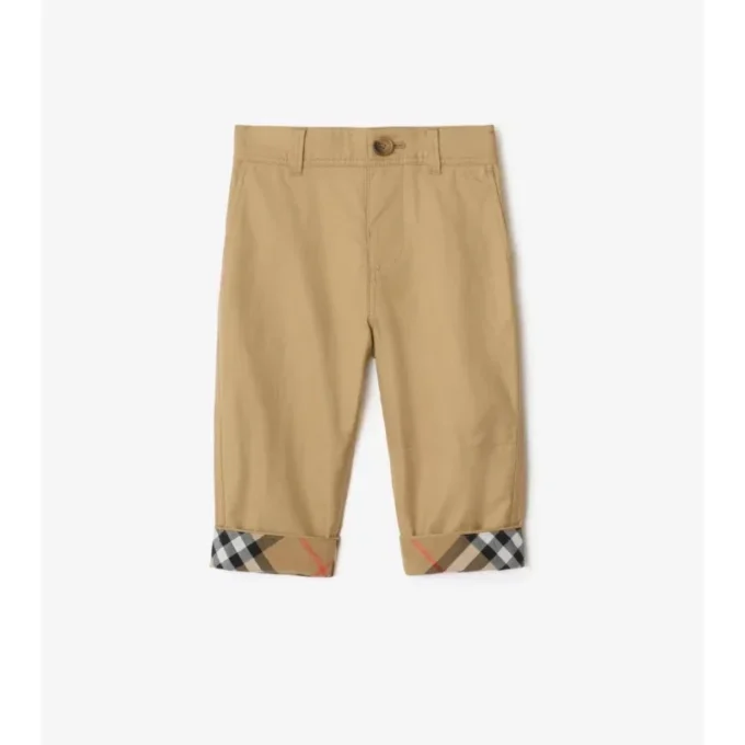 Baumwollhose mit Karomuster und Umschlag
