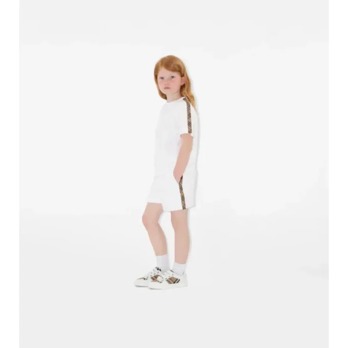 Baumwollshorts mit Karobordüre