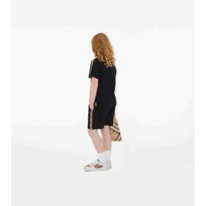 Baumwollshorts mit Karobordüre