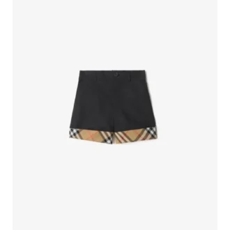 Baumwollshorts mit Karomuster und Umschlag