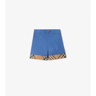 Baumwollshorts mit Karomuster und Umschlag
