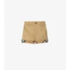 Baumwollshorts mit Karomuster und Umschlag