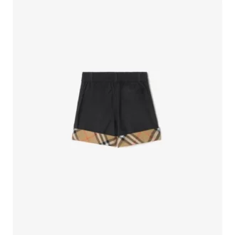 Baumwollshorts mit Karomuster und Umschlag